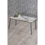 Gold Falez Zigon Sehpa ve Orta Sehpa Kr Set Siyah Metal Ayak Çift Altın Efes - Görsel 2