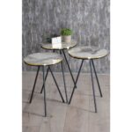 Gold Falez Zigon Sehpa ve Orta Sehpa Kr Set Siyah Metal Ayak Çift Altın Efes - Görsel 5