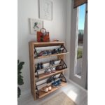 Bofigo Düşer Kapak Ayakkabılık Kayar Raflı Ayakkabılık 3 Bölmeli Ayakkabılık Çam - Görsel 3