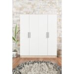 Aeka AE-1059 Milano Sonomo/Beyaz 4 Kapaklı Gardırop 11 Raflı 2 Askılıklı