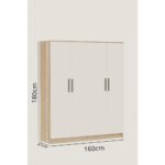 Aeka AE-1059 Milano Sonomo/Beyaz 4 Kapaklı Gardırop 11 Raflı 2 Askılıklı - Görsel 3