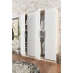 Aeka AE-1059 Milano Sonomo/Beyaz 4 Kapaklı Gardırop 11 Raflı 2 Askılıklı - Görsel 5