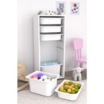 Pratico 2 Büyük 4 Küçük Beyaz Sepetli Oyuncak Dolabı - Görsel 2