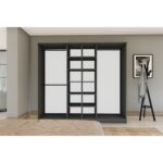 Metalia Gm 088 6 Kapılı Aynalı Sonomo - Antrasit Gri Siyah Kulplu Gardırop - Görsel 3