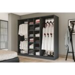 Metalia Gm 088 6 Kapılı Aynalı Sonomo - Antrasit Gri Siyah Kulplu Gardırop - Görsel 4