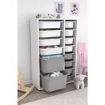 Pratico Çok Amaçlı Oyuncak Dolabı Gri Beyaz 2D4K8U