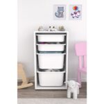 Pratico 2 Büyük 2 Küçük Beyaz Sepetli Oyuncak Dolabı