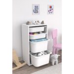 Pratico 2 Büyük 2 Küçük Beyaz Sepetli Oyuncak Dolabı - Görsel 2