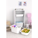 Pratico 2 Büyük 2 Küçük Beyaz Sepetli Oyuncak Dolabı - Görsel 3