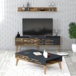 Variant Mobilya Valensiya 140CM Tv Ünitesi ve Orta Sehpa Takımı - Ceviz / Antrasit