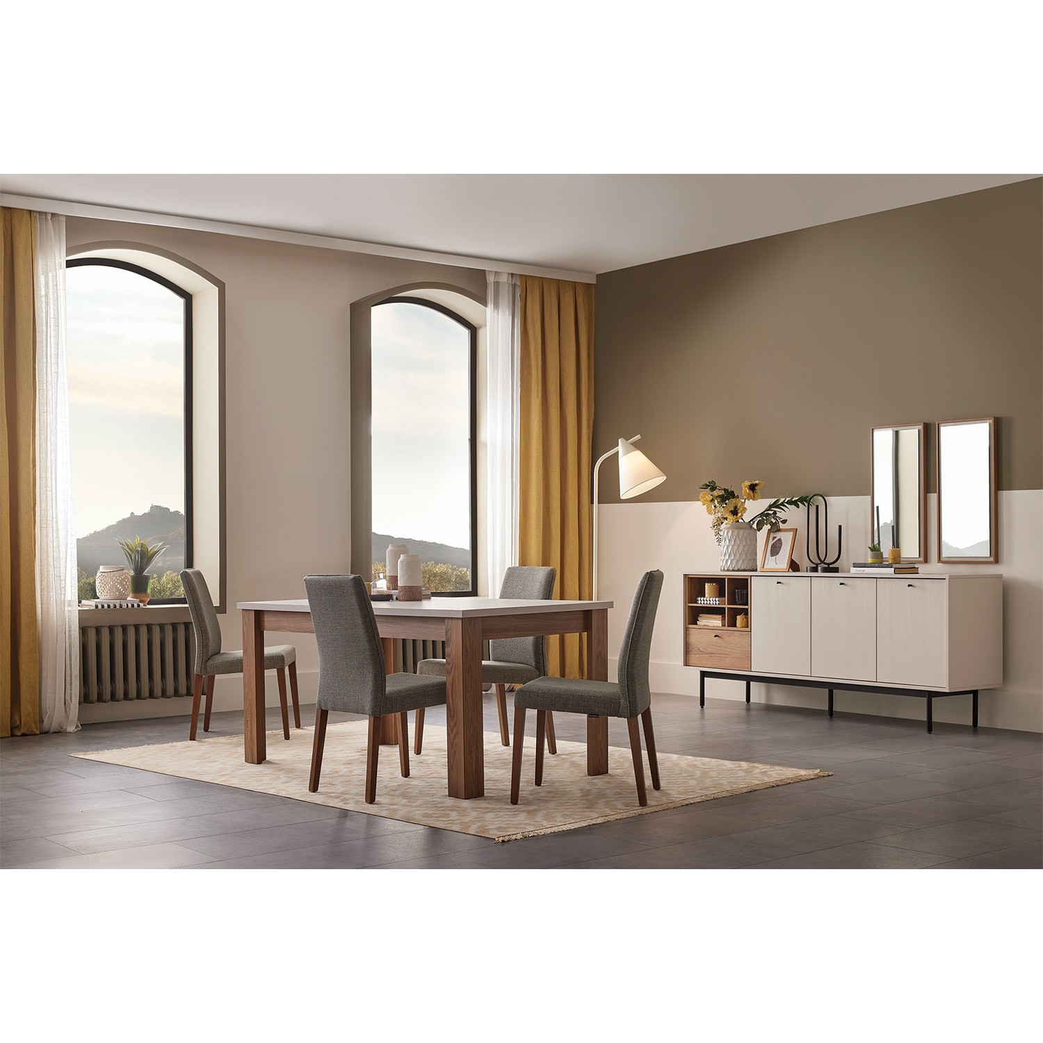 110000357993791.jpg Enza Home Loreto Yemek Odası Takımı - Beyaz/ceviz - Görsel 1