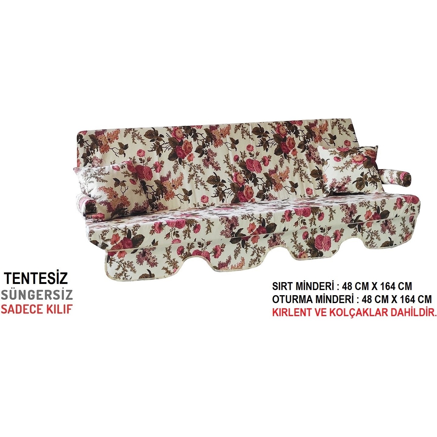 110000358076799.jpg Nelson Süngersiz(Tentesiz)Salıncak Minder Seti 3 Kişilik Kılıf-Ingiliz Gülü - Görsel 1