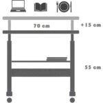 servetavcı Yükseklik Ayarlı ve Çift Raflı Laptop Sehpası ve Çalışma Masası - Ceviz (Tekerli) 70 x 40 cm - Görsel 2