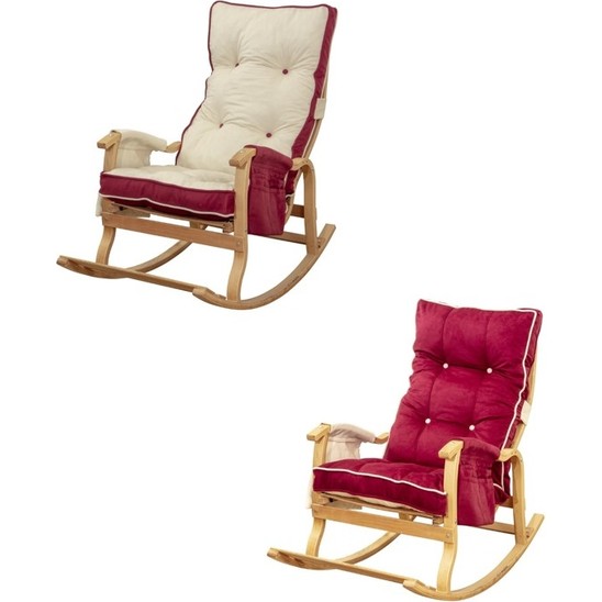 Evoke  Lüx Ahşap Çift Minderli Çift Cepli Sallanan Sandalye