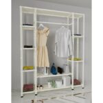 Rafburada 31x155x200 Cm Krem Çelik Açık Gardırop