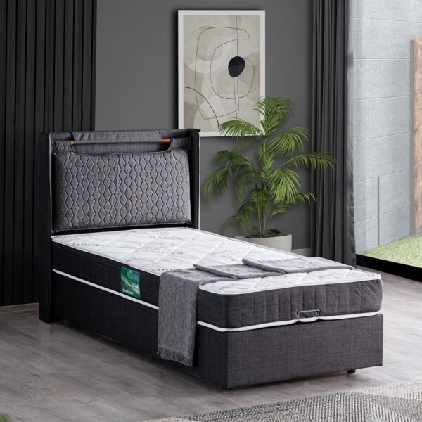 Setay Zagreb İkili Set Tek Kişilik Baza Başlık - Antrasit