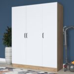 Rani BA105 Yüklük 3 Kapaklı 8 Raflı Yatak Yorgan Yastık Saklama Dolabı Sepet Ceviz - Beyaz - Görsel 3