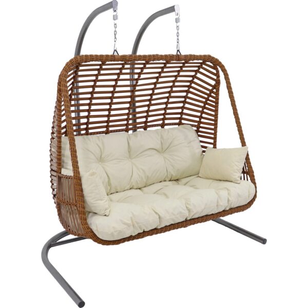 Monalin Home Garden Kudüs Rattan El Örgüsü Çift Kişilik Balkon Teras Bahçe Salıncağı