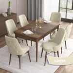 Are Serisi, 80X132 Açılabilir Mdf Masa, Barok Ahşap Desenli Mutfak Masa Takımı 6 Sandalye