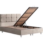 Setay Gümüş Çift Kişilik Baza Başlık Real Pedli Yatak Seti - Krem - Görsel 2