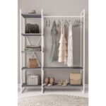 Mobitopya B.d Nilamu Elbise Dolabı / Metal Aksamlı / Antrasit Gri / Açık Dolap / Organizer / Askılık