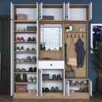 Rani EA104 Portmanto Çekmeceli Aynalı Vestiyer Sepet Ceviz - Beyaz - Görsel 3