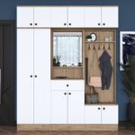 Rani EA104 Portmanto Çekmeceli Aynalı Vestiyer Sepet Ceviz - Beyaz - Görsel 4