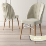 Roz Serisi 80X132 Mdf Beyaz Mutfak Masası Takımı Beyaz Kafesli 4 Sandalye Gold Halkalı - Görsel 3