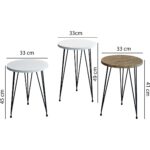 Modalanka 3'lü Zigon Sehpa ve Orta Sehpa Set Yuvarlak Sehpa Seti Tel Ayak Sehpa Set - Görsel 5