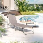 Songmics GCB19TG Ayarlanabilir ve Katlanabilir Gölgelikli Şezlong, 55X193X31 Cm, Gri Kırçıllı, - Görsel 2