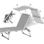 Songmics GCB19TG Ayarlanabilir ve Katlanabilir Gölgelikli Şezlong, 55X193X31 Cm, Gri Kırçıllı, - Görsel 5