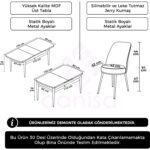 Zen Serisi Mdf Açılabilir Mutfak Masası Takımı-Yemek Masası Takımı Beyaz Masa+6 Sandalye - Görsel 4