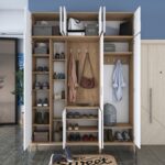 Rani EA121 Portmanto Aynalı Raflı Ayakkabılık Vestiyer Sepet Ceviz - Beyaz - Görsel 3