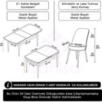 Canisa Concept Kor Serisi  Barok Ahşap Desen  70X114 Açılabilir Mutfak Masa Takımı, 4 Adet Sandalye - Görsel 5