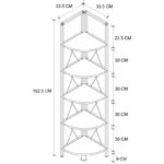 Bofigo 5 Raflı Metal Köşe Kitaplık Rafı Dekoratif Aksesuar Rafı Çam - Görsel 2