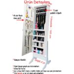 First Mobilya Number One - Demonte - Çok Amaçlı - Ayaklı - Aynalı Hediyelik Çok Amaçlı Takı Dolabı - Beyaz - Görsel 3