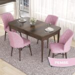 Canisa Concept Eva Serisi 80X132 Açılabilir Mdf  Barok Ahşap Desen Mutfak Masa Takımı ve 4 Sandalye - Görsel 3