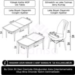 Canisa Concept Eva Serisi 80X132 Açılabilir Mdf  Barok Ahşap Desen Mutfak Masa Takımı ve 4 Sandalye - Görsel 5