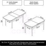 Canisa Kor Serisi 70x114 Açılabilir Beyaz Mutfak Masası, Yemek Masası - Görsel 3