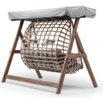 Hier Girne Swing Ahşap Rattan Salıncak Dış Mekan Bahçe Balkon ve Teras Salıncağı Gri - Görsel 4