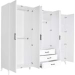 Country 6 Kapaklı 3 Çekmeceli Gardırop-Mat Lake Beyaz 240X224X62 cm (Gxyxd) - Görsel 3