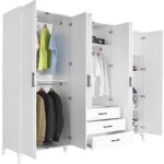 Country 6 Kapaklı 3 Çekmeceli Gardırop-Mat Lake Beyaz 240X224X62 cm (Gxyxd) - Görsel 4