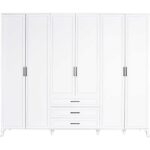 Country 6 Kapaklı 3 Çekmeceli Gardırop-Mat Lake Beyaz 240X224X62 cm (Gxyxd) - Görsel 5