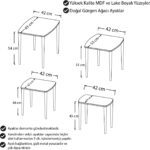 Canisa Lyon Serisi Krem 4'lü Mdf Lake Boyalı Zigon Sehpa ve Orta Sehpa Takımı Ayaklı - Görsel 4