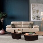 Eymense Arog Üçlü Krem Kanepe