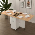 Asra Trend Masif Ahşap Tablalı Katlanır Masa - Çalışma Yemek Mutfak Masası Asra Trend Km-22 Çam