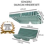 Nelson Süngerli Salıncak Minder Seti Tenteli Bahçe Minderi 2 Kişilik Süngerli Yeşil Beyaz - Görsel 2