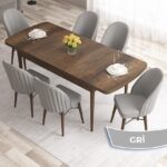 Ves Serisi 80X132 Mdf Açılabilir Barok Ahşap Desen Mutfak Masa Takımı 6 Sandalye - Görsel 2