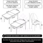 Ves Serisi 80X132 Mdf Açılabilir Barok Ahşap Desen Mutfak Masa Takımı 6 Sandalye - Görsel 5