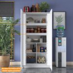 Rani JE103 Çok Amaçlı Dolap Tekerlekli Iki Kapaklı Kiler Erzak Mutfak Dolabı Beyaz - Görsel 4